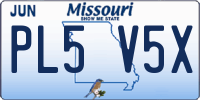 MO license plate PL5V5X