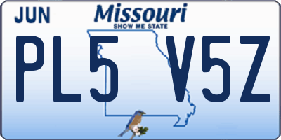 MO license plate PL5V5Z