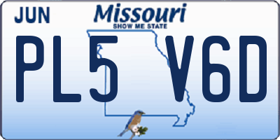 MO license plate PL5V6D