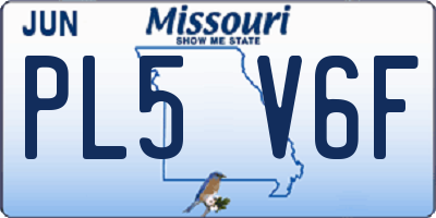 MO license plate PL5V6F
