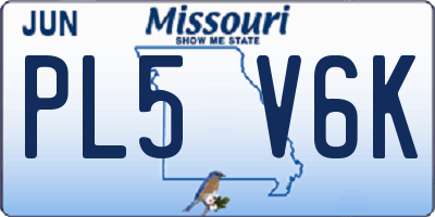 MO license plate PL5V6K