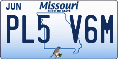 MO license plate PL5V6M