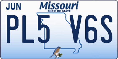 MO license plate PL5V6S