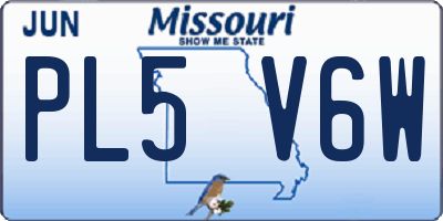 MO license plate PL5V6W