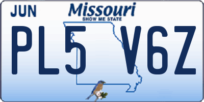 MO license plate PL5V6Z