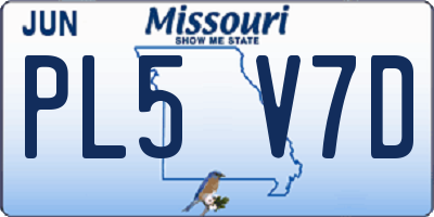 MO license plate PL5V7D