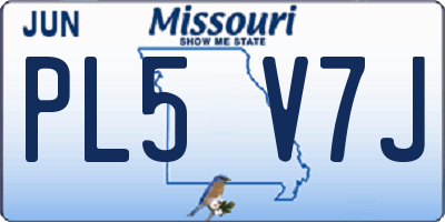 MO license plate PL5V7J