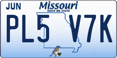 MO license plate PL5V7K