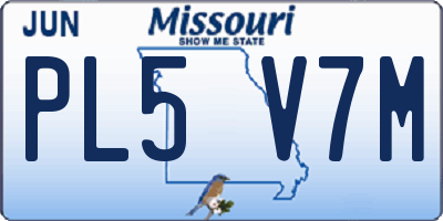 MO license plate PL5V7M