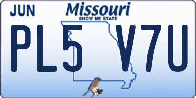 MO license plate PL5V7U