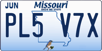 MO license plate PL5V7X