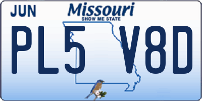 MO license plate PL5V8D