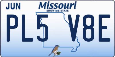 MO license plate PL5V8E