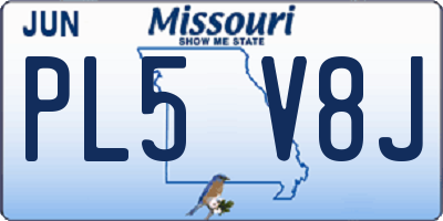 MO license plate PL5V8J