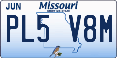 MO license plate PL5V8M