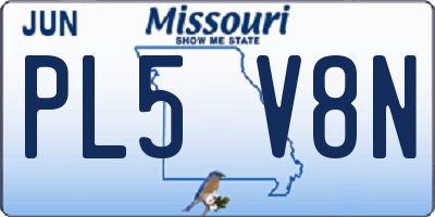 MO license plate PL5V8N