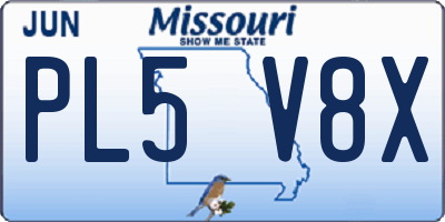 MO license plate PL5V8X