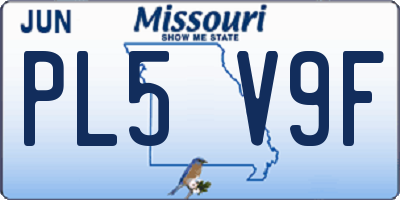 MO license plate PL5V9F