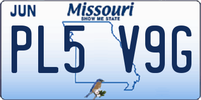 MO license plate PL5V9G