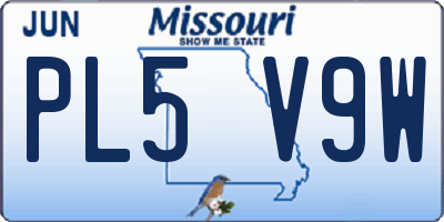 MO license plate PL5V9W