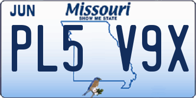 MO license plate PL5V9X