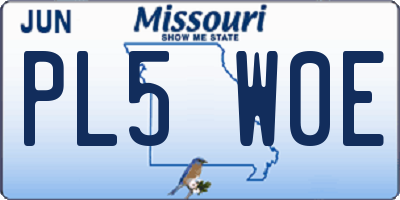 MO license plate PL5W0E