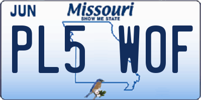 MO license plate PL5W0F