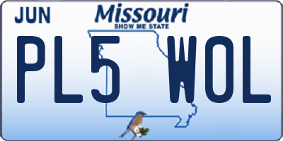 MO license plate PL5W0L