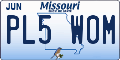 MO license plate PL5W0M