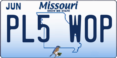 MO license plate PL5W0P
