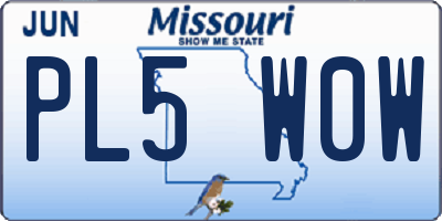 MO license plate PL5W0W