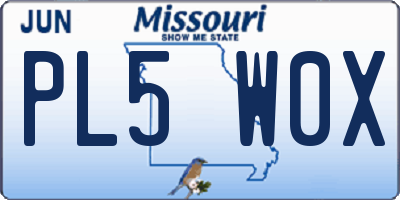 MO license plate PL5W0X