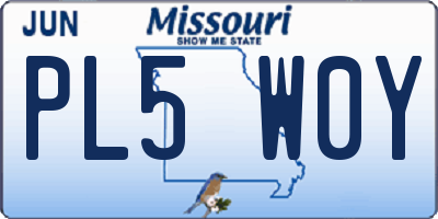 MO license plate PL5W0Y