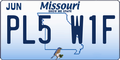 MO license plate PL5W1F