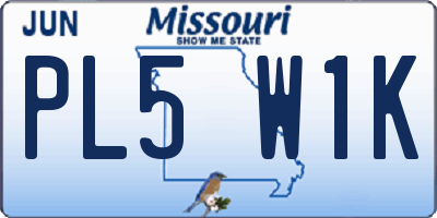 MO license plate PL5W1K