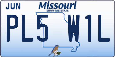 MO license plate PL5W1L
