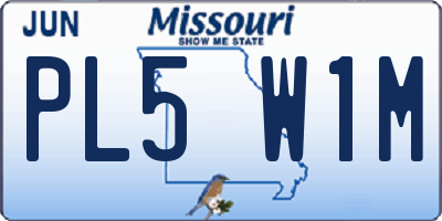 MO license plate PL5W1M