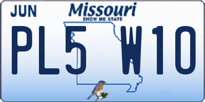 MO license plate PL5W1O