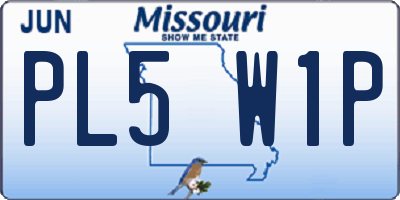 MO license plate PL5W1P