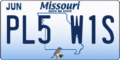 MO license plate PL5W1S