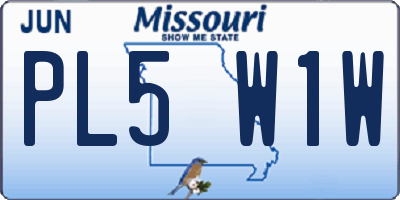 MO license plate PL5W1W