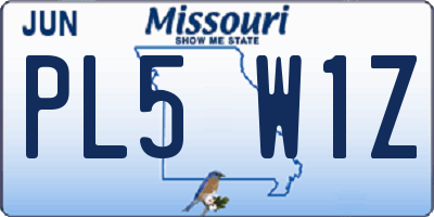 MO license plate PL5W1Z