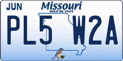 MO license plate PL5W2A