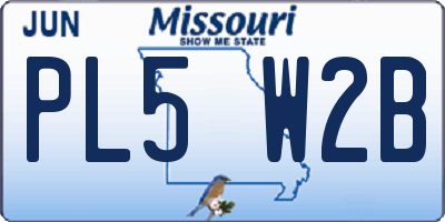 MO license plate PL5W2B