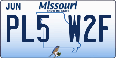 MO license plate PL5W2F