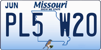 MO license plate PL5W2O