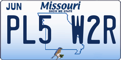 MO license plate PL5W2R