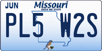 MO license plate PL5W2S