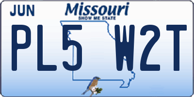 MO license plate PL5W2T