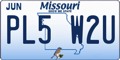 MO license plate PL5W2U